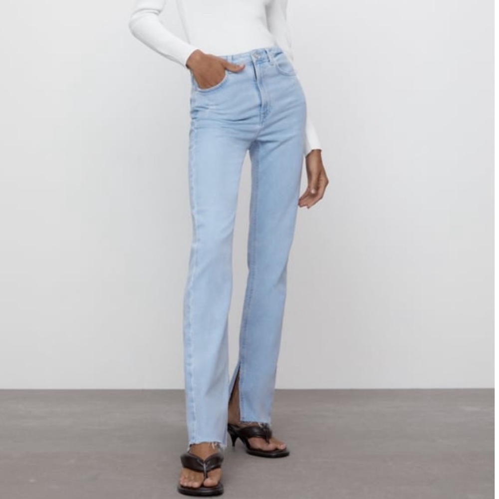 SIZE 6 NWT Zara Slim flare slit jeans